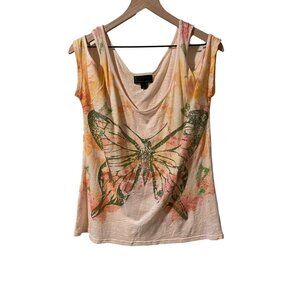 Jeans by Buffalo Size M Women's Butterfly Print Cold Shoulder Top #K-4-84-0